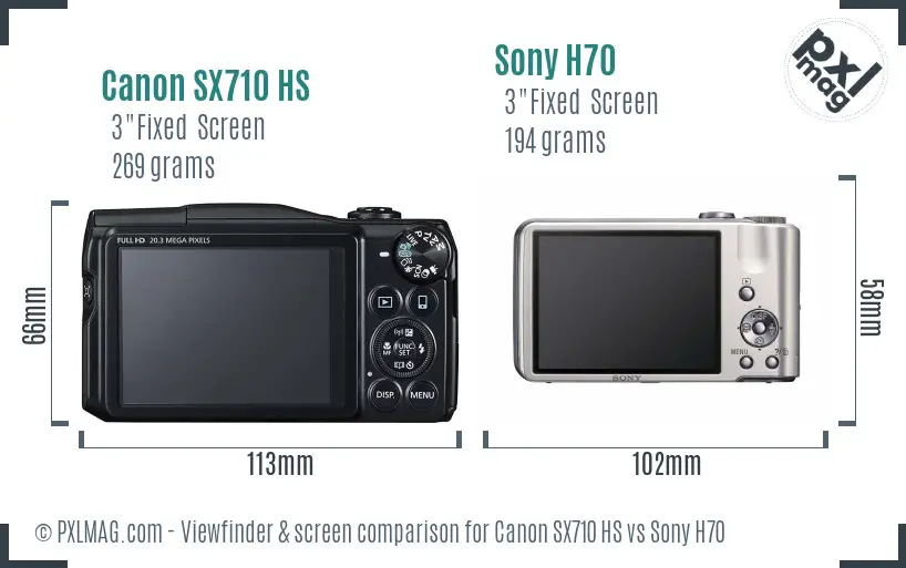 Canon SX710 HS vs Sony H70 Screen and Viewfinder comparison