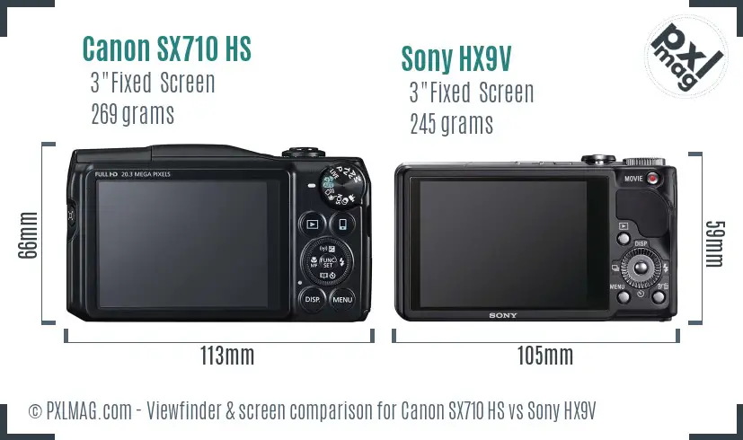 Canon SX710 HS vs Sony HX9V Screen and Viewfinder comparison Canon SX710 HS vs Sony HX9V Screen and Viewfinder comparison