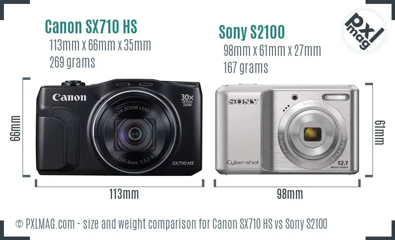 Canon SX710 HS vs Sony S2100 size comparison Canon SX710 HS vs Sony S2100 size comparison
