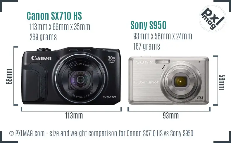 Canon SX710 HS vs Sony S950 size comparison