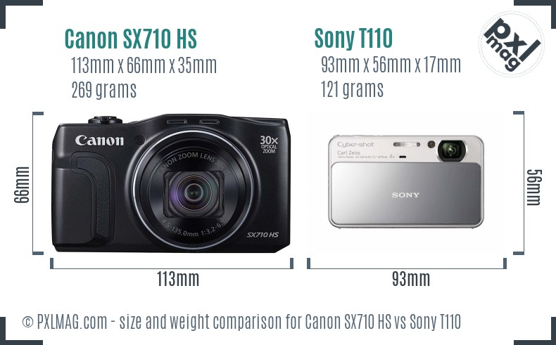 Canon SX710 HS vs Sony T110 size comparison Canon SX710 HS vs Sony T110 size comparison