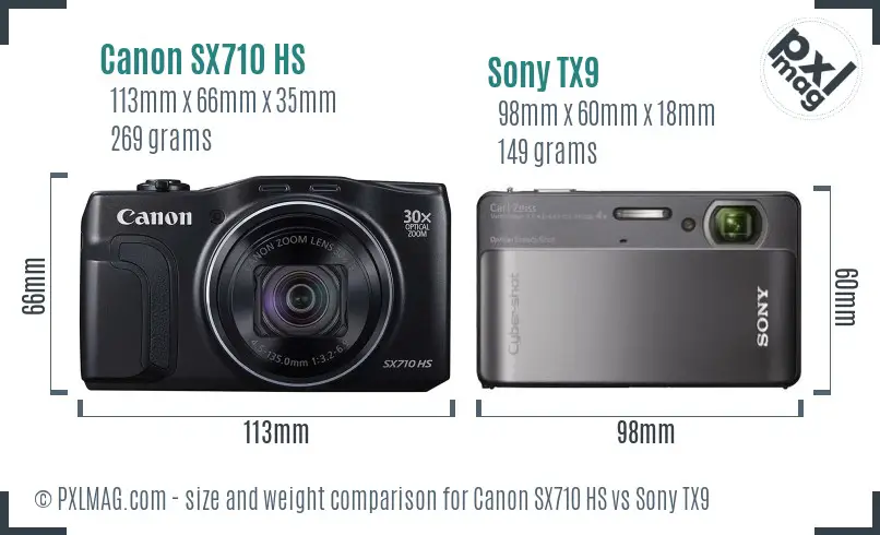 Canon SX710 HS vs Sony TX9 size comparison Canon SX710 HS vs Sony TX9 size comparison