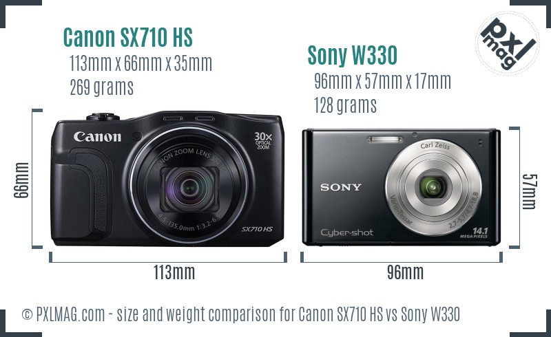 Canon SX710 HS vs Sony W330 size comparison Canon SX710 HS vs Sony W330 size comparison