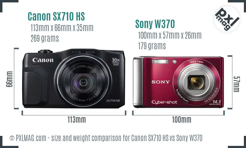 Canon SX710 HS vs Sony W370 size comparison Canon SX710 HS vs Sony W370 size comparison