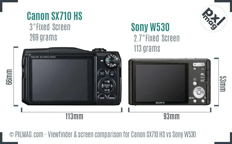 Canon SX710 HS vs Sony W530 Screen and Viewfinder comparison Canon SX710 HS vs Sony W530 Screen and Viewfinder comparison