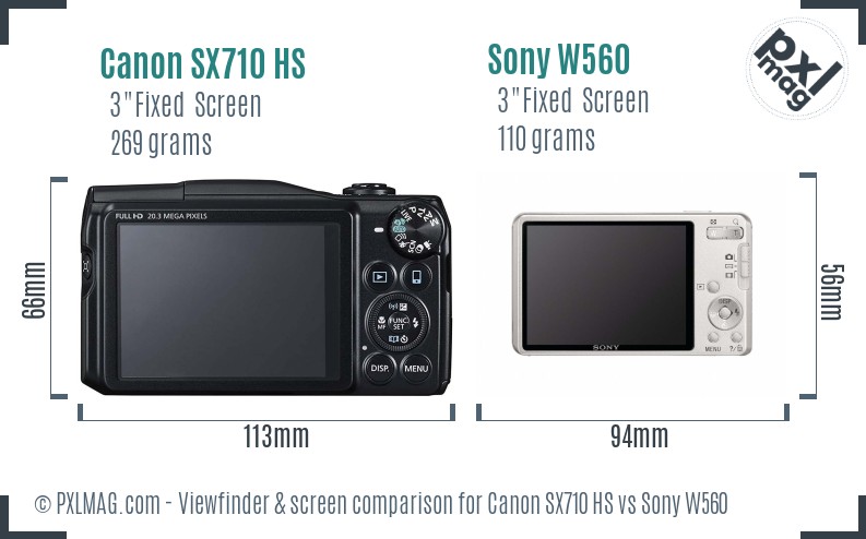 Canon SX710 HS vs Sony W560 Screen and Viewfinder comparison