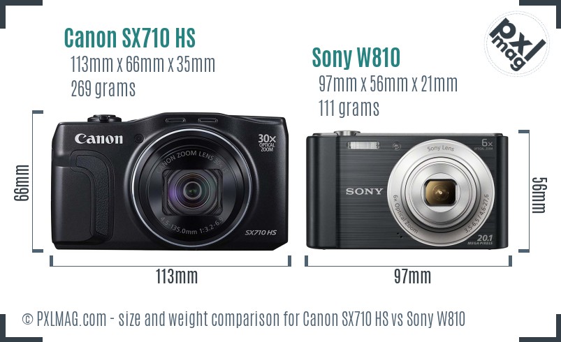 Canon SX710 HS vs Sony W810 size comparison Canon SX710 HS vs Sony W810 size comparison