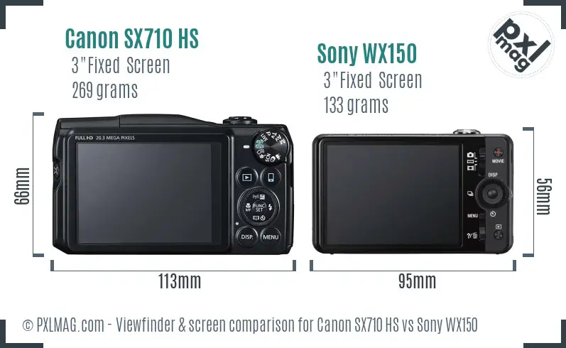 Canon SX710 HS vs Sony WX150 Screen and Viewfinder comparison Canon SX710 HS vs Sony WX150 Screen and Viewfinder comparison