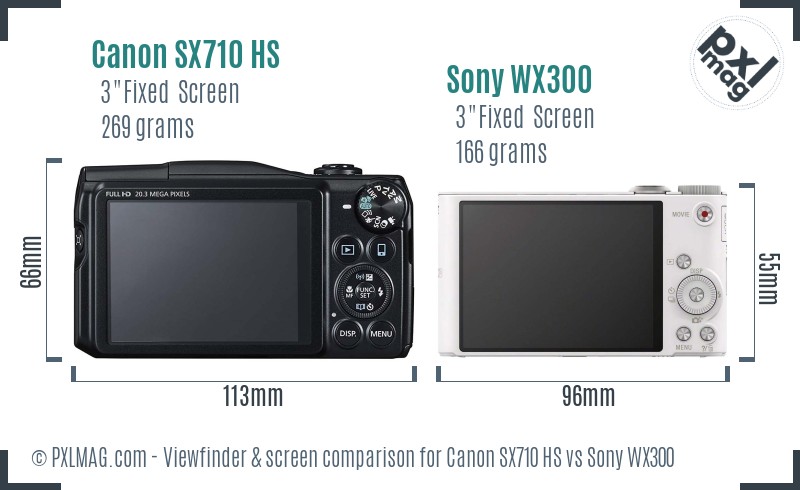 Canon SX710 HS vs Sony WX300 Screen and Viewfinder comparison