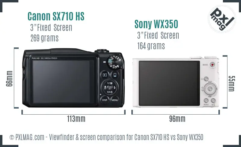 Canon SX710 HS vs Sony WX350 Screen and Viewfinder comparison