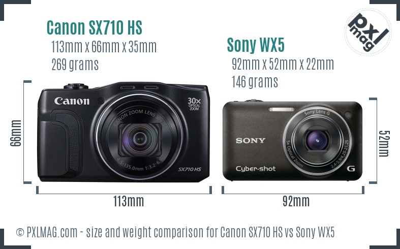 Canon SX710 HS vs Sony WX5 size comparison Canon SX710 HS vs Sony WX5 size comparison
