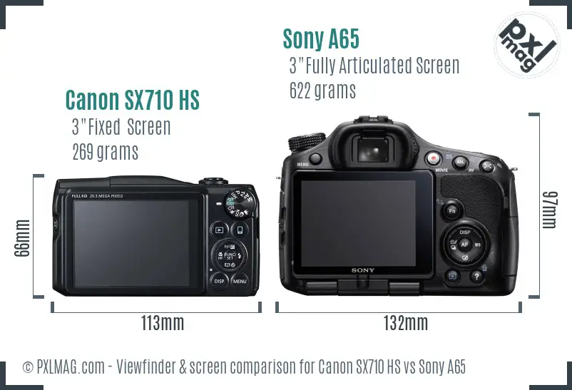 Canon SX710 HS vs Sony A65 Screen and Viewfinder comparison
