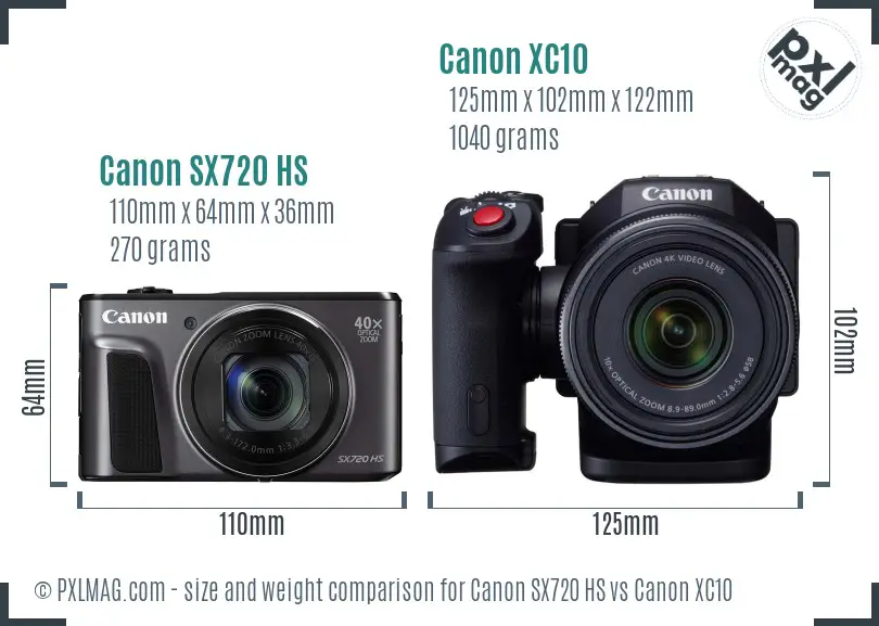 Canon SX720 HS vs Canon XC10 size comparison Canon SX720 HS vs Canon XC10 size comparison