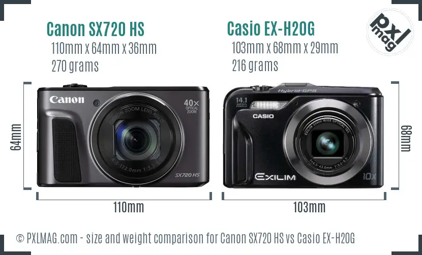 Canon SX720 HS vs Casio EX-H20G size comparison