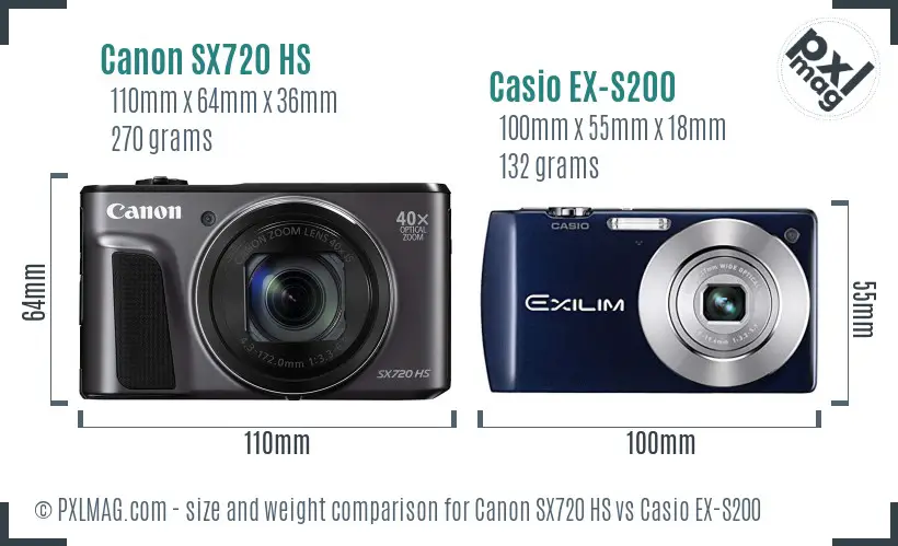 Canon SX720 HS vs Casio EX-S200 size comparison Canon SX720 HS vs Casio EX-S200 size comparison