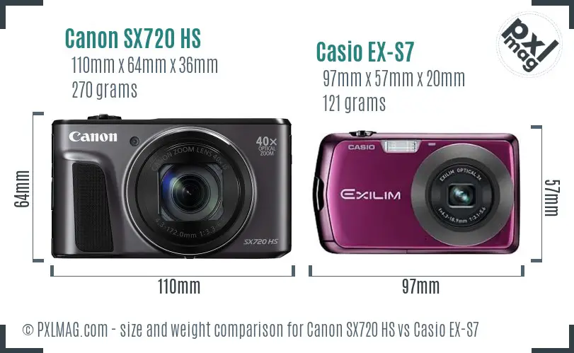 Canon SX720 HS vs Casio EX-S7 size comparison