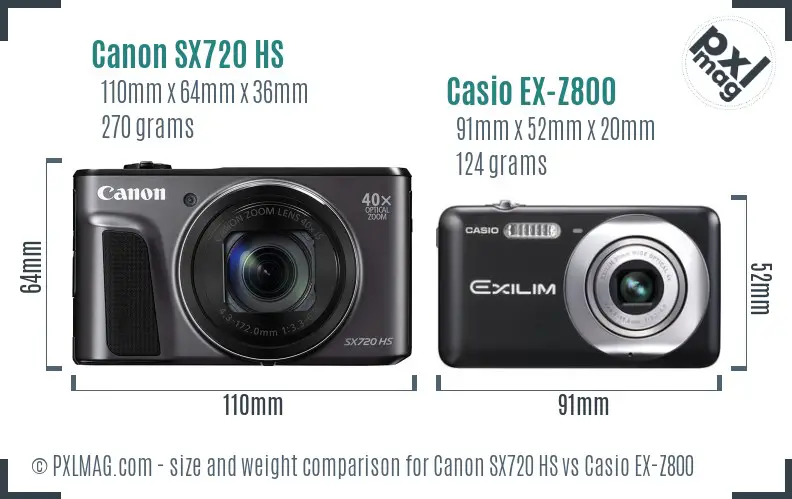 Canon SX720 HS vs Casio EX-Z800 size comparison