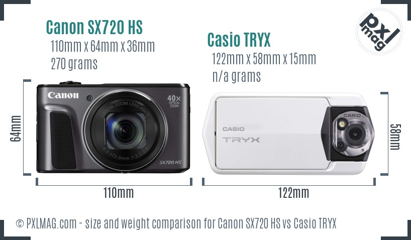 Canon SX720 HS vs Casio TRYX size comparison