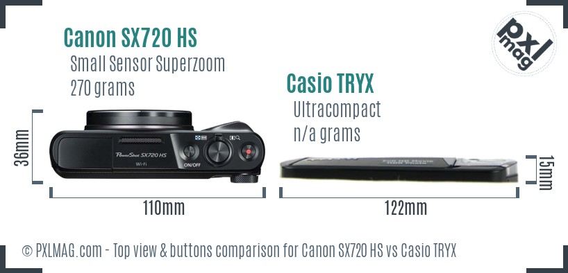 Canon SX720 HS vs Casio TRYX top view buttons comparison