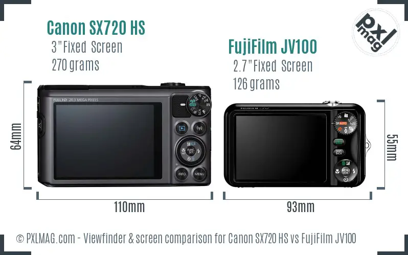 Canon SX720 HS vs FujiFilm JV100 Screen and Viewfinder comparison