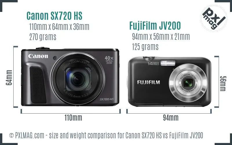 Canon SX720 HS vs FujiFilm JV200 size comparison Canon SX720 HS vs FujiFilm JV200 size comparison
