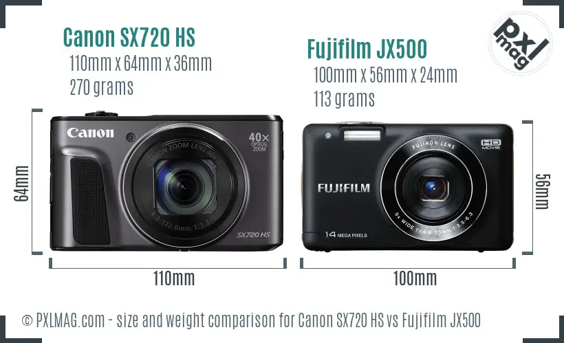 Canon SX720 HS vs Fujifilm JX500 size comparison Canon SX720 HS vs Fujifilm JX500 size comparison