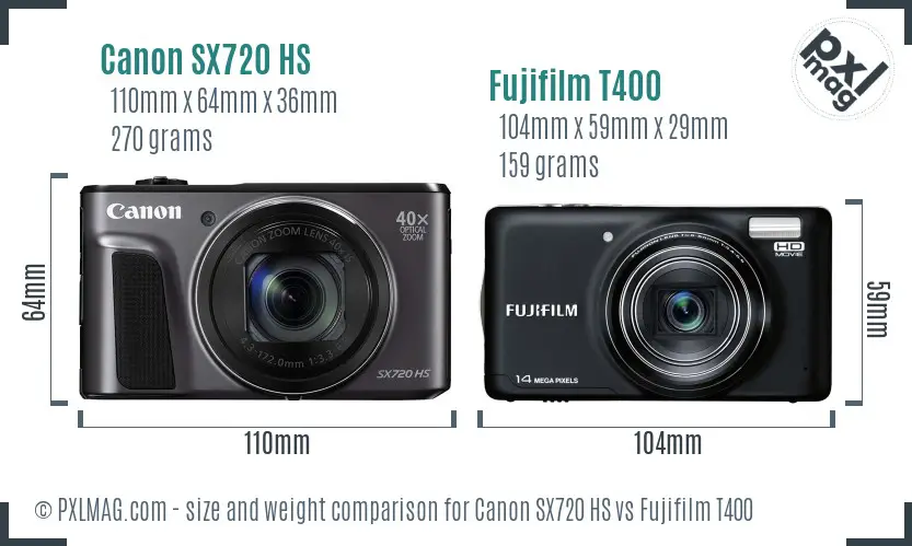 Canon SX720 HS vs Fujifilm T400 size comparison Canon SX720 HS vs Fujifilm T400 size comparison