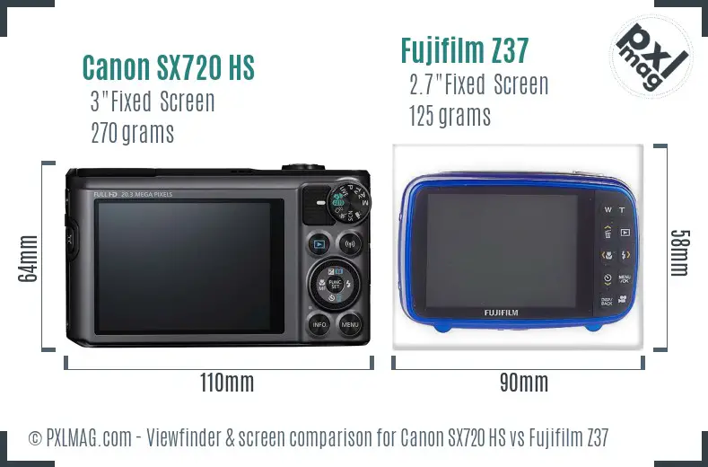 Canon SX720 HS vs Fujifilm Z37 Screen and Viewfinder comparison Canon SX720 HS vs Fujifilm Z37 Screen and Viewfinder comparison