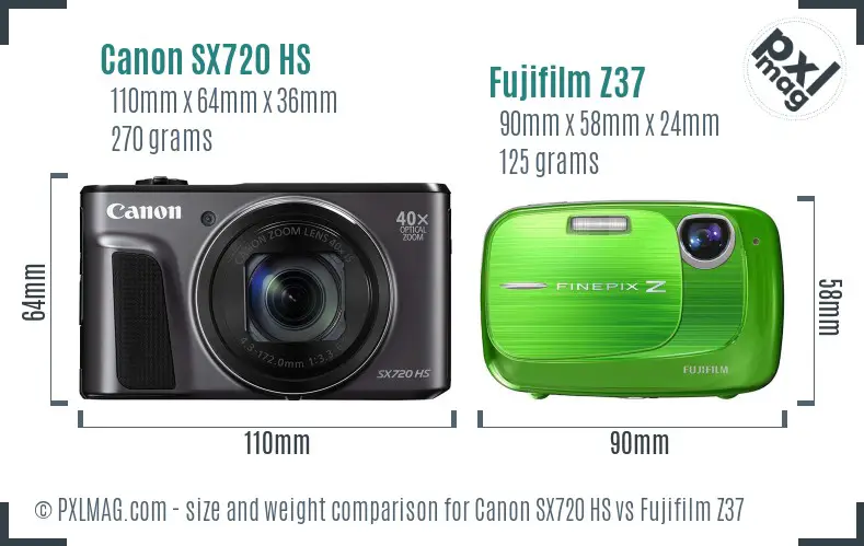 Canon SX720 HS vs Fujifilm Z37 size comparison Canon SX720 HS vs Fujifilm Z37 size comparison