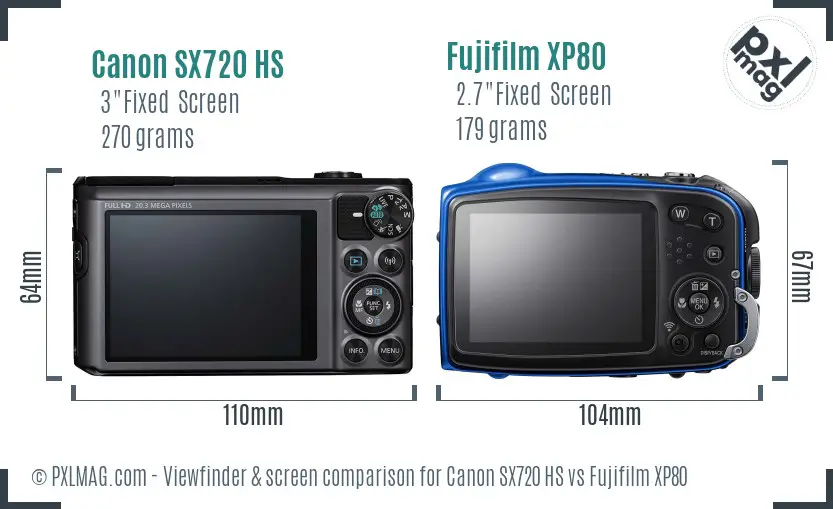 Canon SX720 HS vs Fujifilm XP80 Screen and Viewfinder comparison Canon SX720 HS vs Fujifilm XP80 Screen and Viewfinder comparison