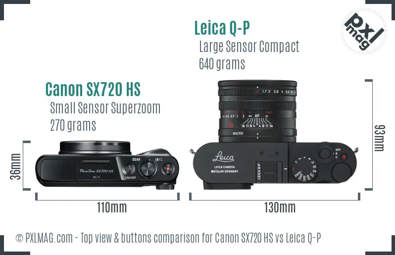Canon SX720 HS vs Leica Q-P top view buttons comparison
