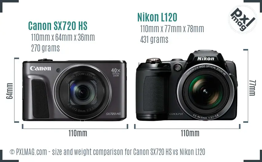 Canon SX720 HS vs Nikon L120 size comparison Canon SX720 HS vs Nikon L120 size comparison