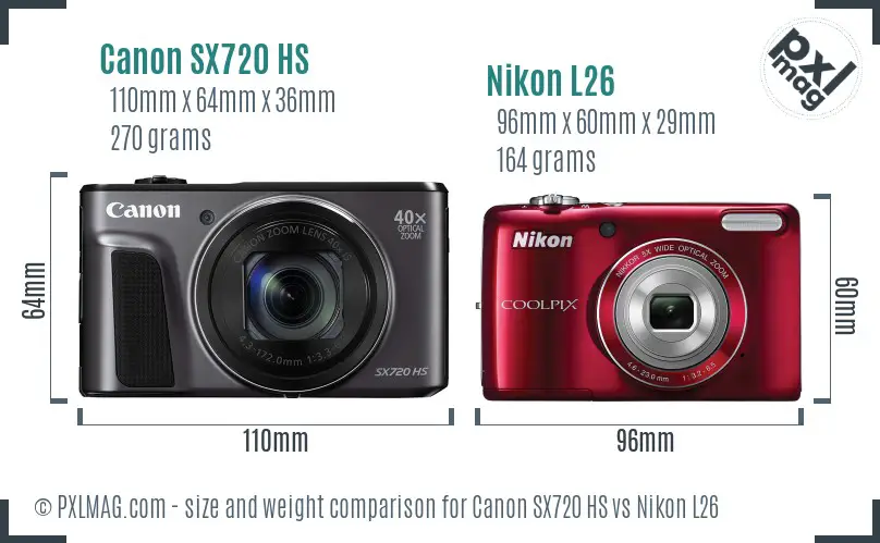 Canon SX720 HS vs Nikon L26 size comparison Canon SX720 HS vs Nikon L26 size comparison