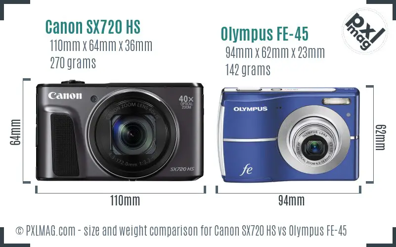 Canon SX720 HS vs Olympus FE-45 size comparison Canon SX720 HS vs Olympus FE-45 size comparison