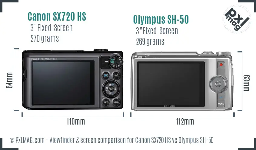 Canon SX720 HS vs Olympus SH-50 Screen and Viewfinder comparison Canon SX720 HS vs Olympus SH-50 Screen and Viewfinder comparison