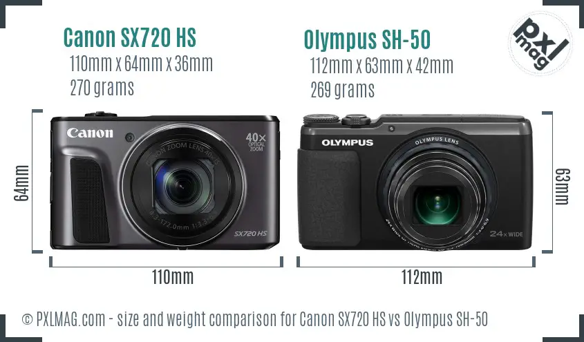 Canon SX720 HS vs Olympus SH-50 size comparison Canon SX720 HS vs Olympus SH-50 size comparison
