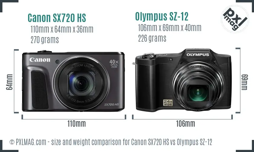 Canon SX720 HS vs Olympus SZ-12 size comparison Canon SX720 HS vs Olympus SZ-12 size comparison