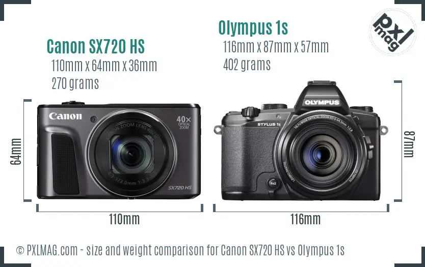 Canon SX720 HS vs Olympus 1s size comparison