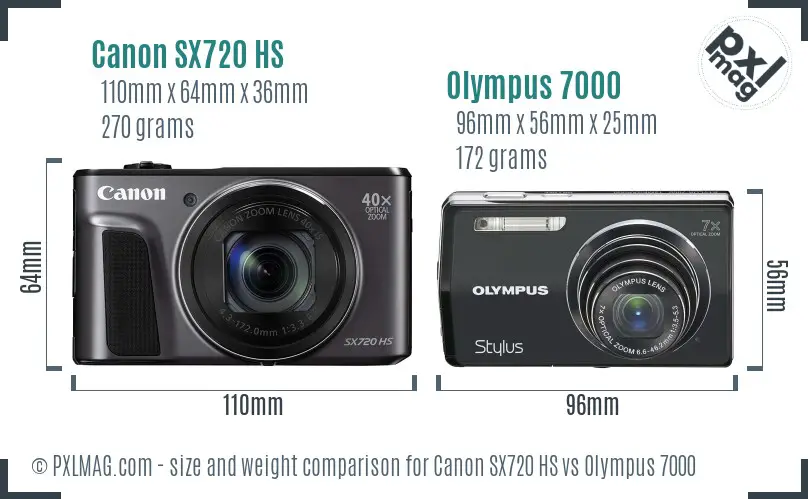 Canon SX720 HS vs Olympus 7000 size comparison Canon SX720 HS vs Olympus 7000 size comparison