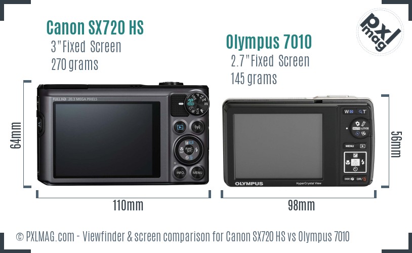 Canon SX720 HS vs Olympus 7010 Screen and Viewfinder comparison