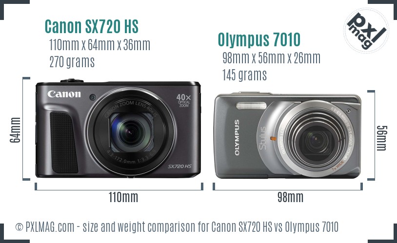 Canon SX720 HS vs Olympus 7010 size comparison Canon SX720 HS vs Olympus 7010 size comparison