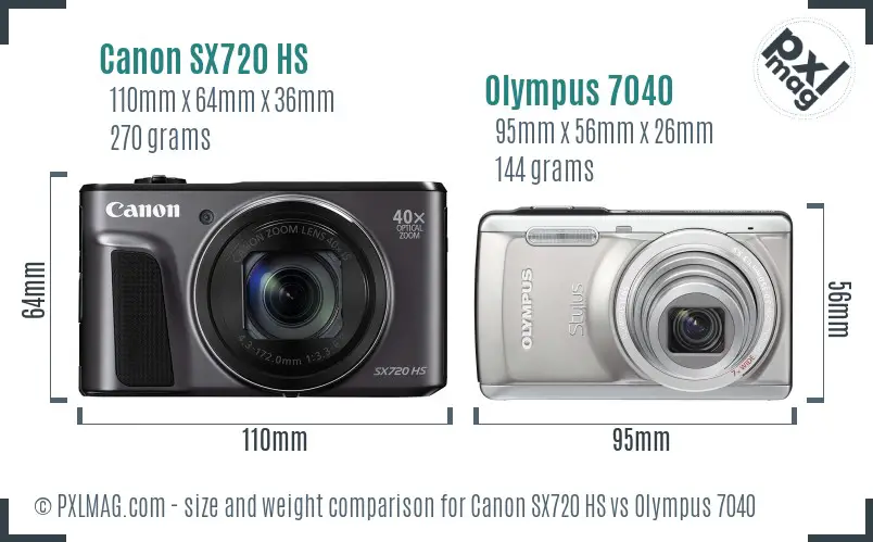 Canon SX720 HS vs Olympus 7040 size comparison