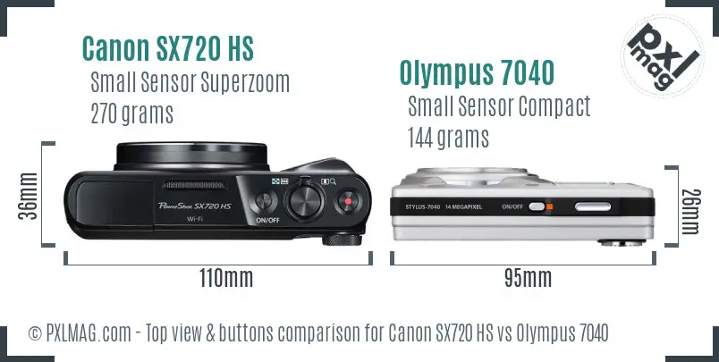 Canon SX720 HS vs Olympus 7040 top view buttons comparison