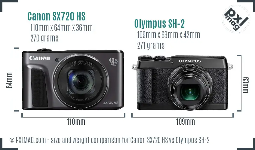 Canon SX720 HS vs Olympus SH-2 size comparison Canon SX720 HS vs Olympus SH-2 size comparison