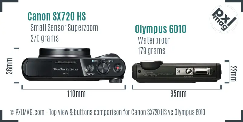 Canon SX720 HS vs Olympus 6010 top view buttons comparison