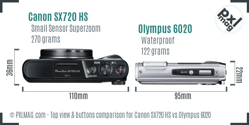 Canon SX720 HS vs Olympus 6020 top view buttons comparison