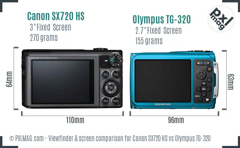 Canon SX720 HS vs Olympus TG-320 Screen and Viewfinder comparison Canon SX720 HS vs Olympus TG-320 Screen and Viewfinder comparison