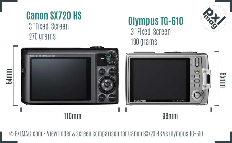 Canon SX720 HS vs Olympus TG-610 Screen and Viewfinder comparison Canon SX720 HS vs Olympus TG-610 Screen and Viewfinder comparison