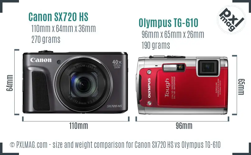 Canon SX720 HS vs Olympus TG-610 size comparison Canon SX720 HS vs Olympus TG-610 size comparison
