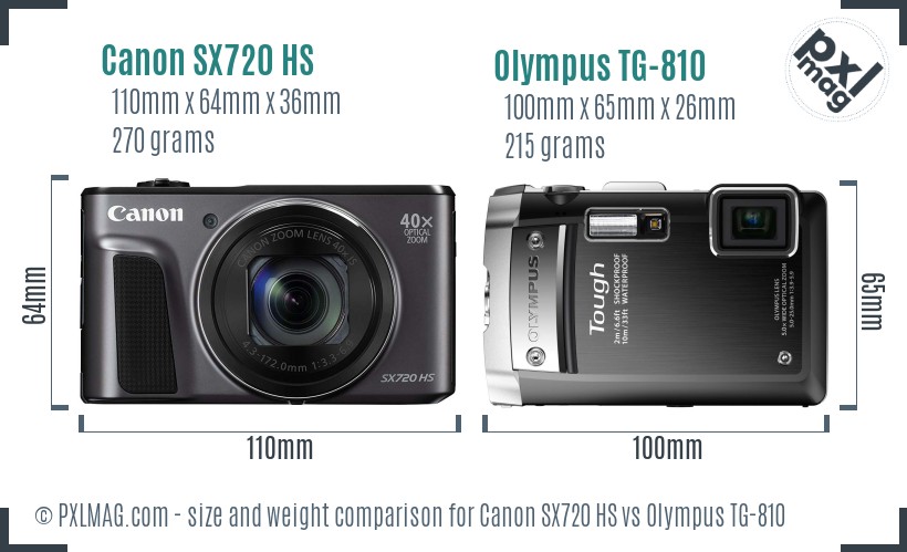 Canon SX720 HS vs Olympus TG-810 size comparison